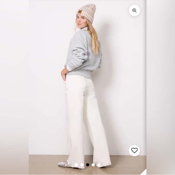 Paige Anessa 31” Wide leg Jeans Size 29 white raw hem high rise - Picture 2 of 4